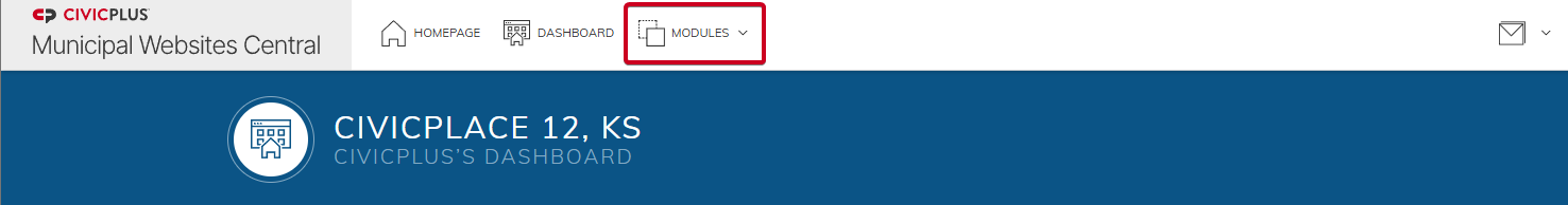 The dropdown labeled Modules.