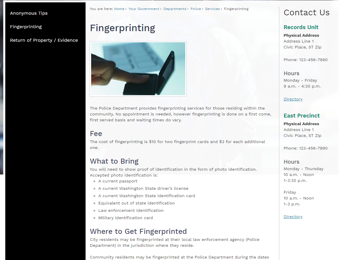 entry page example