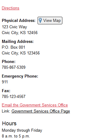 department staff directory entry example.