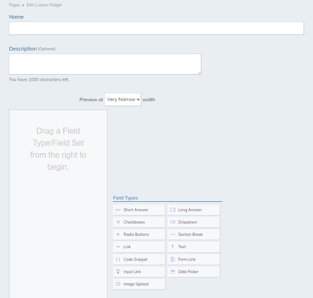 Widget fill in fields