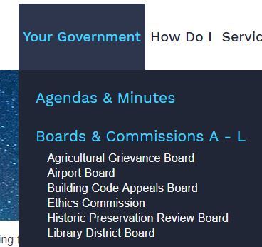 navigation boards dropdown example