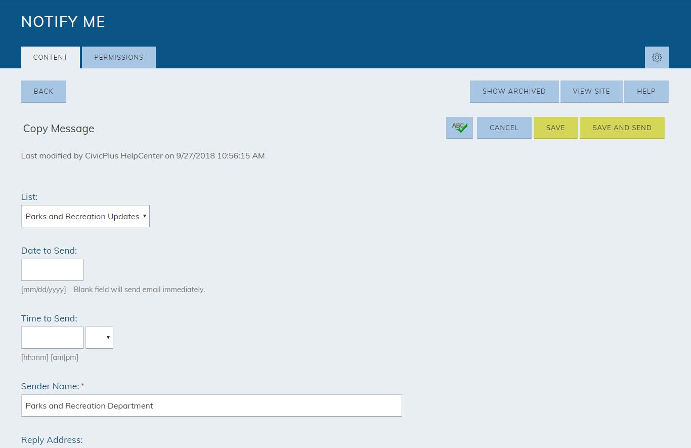 copy a notify me message fill copy fields