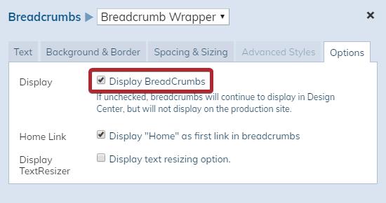 display breadcrumbs
