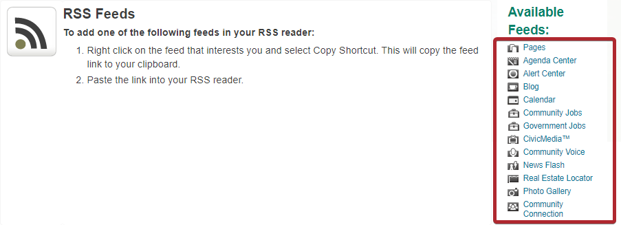 available rss feeds