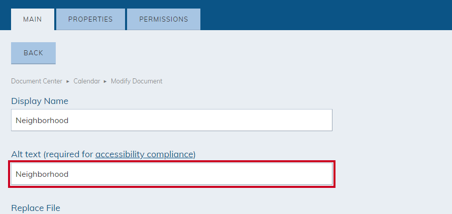 The Alt text field.