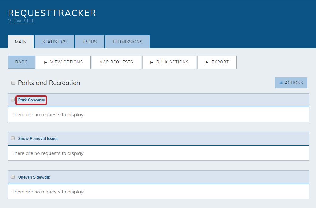 A list of RequestTracker's request types.