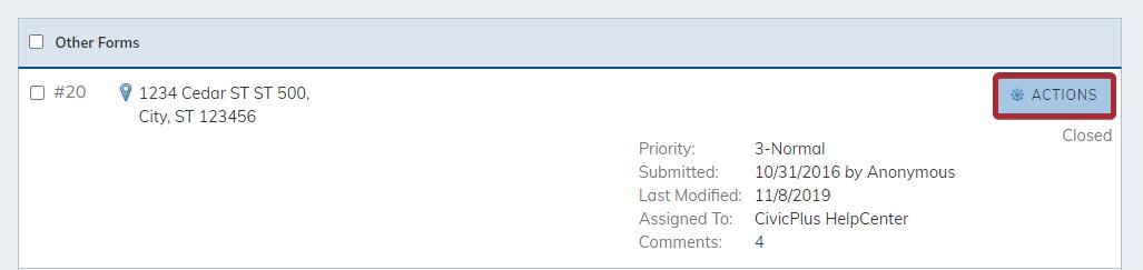 The ticket actions menu button.