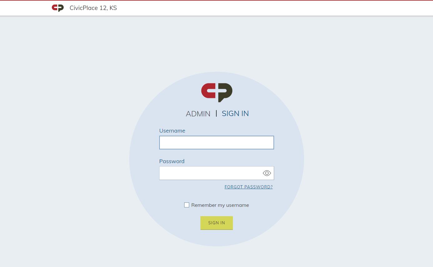 admin login page.