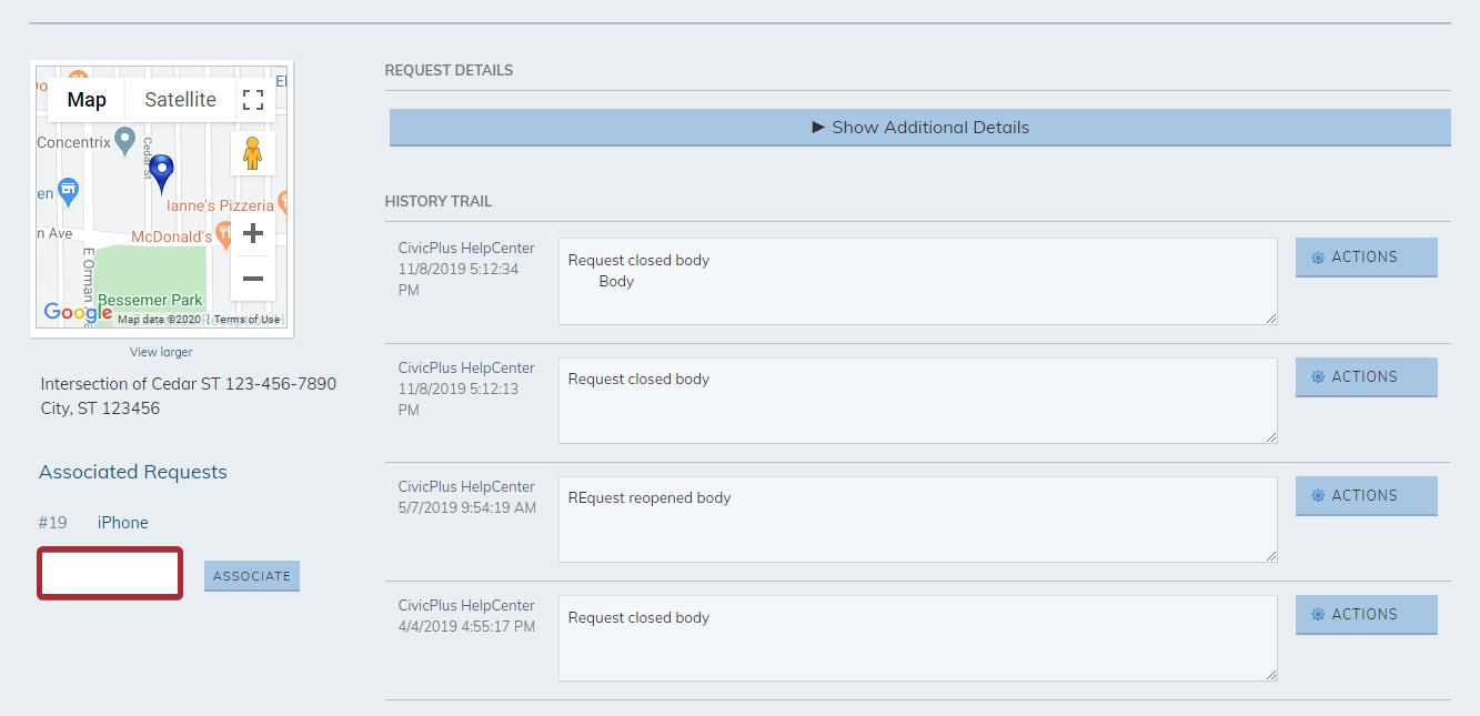 A list of any associated requests.