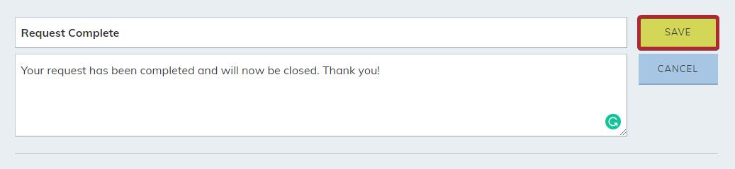 The Canned Response's save button.