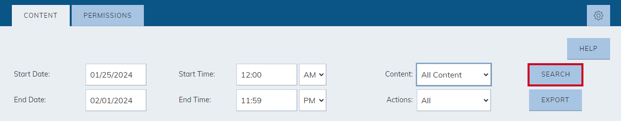 Filter history log results search.