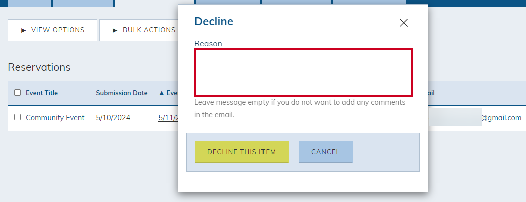 Decline reason.