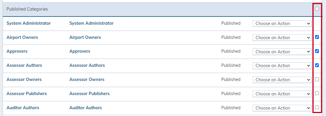 checkmarks next to groups.