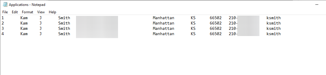 export online job applications view txt file
