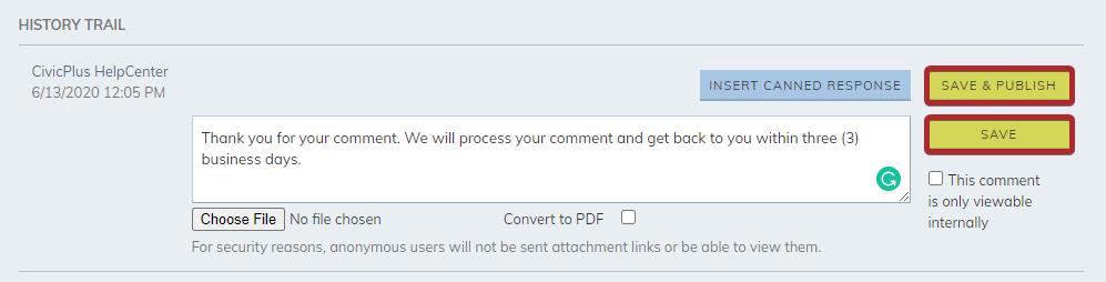 Saving option buttons.