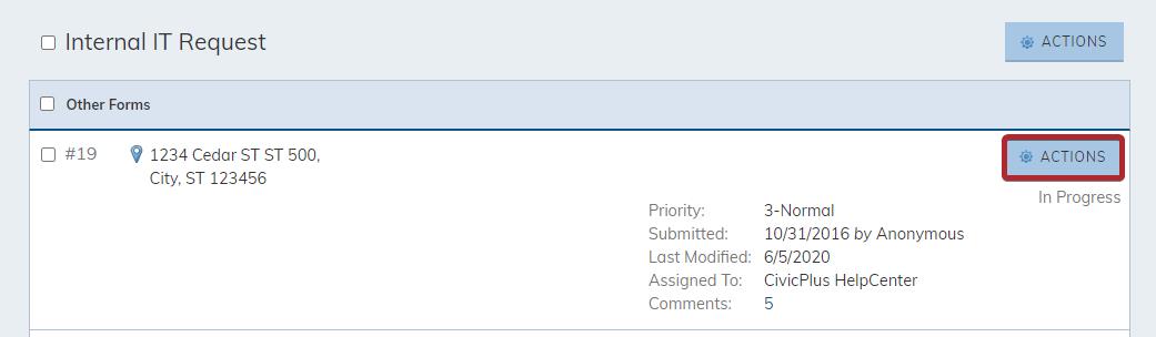The request's actions button.