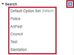 Search Widget Option Sets and Add Set (+) Button.
