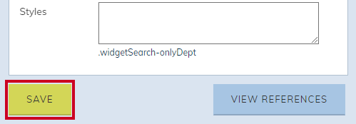 Search Widget Option Sets Behavior Tab Save Button.