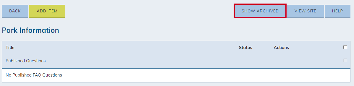 Show Archived button.