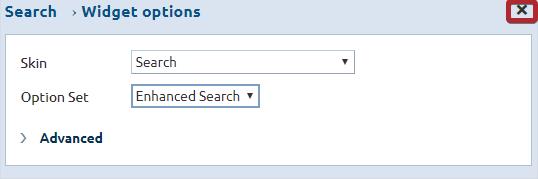 select the X to close search widget options