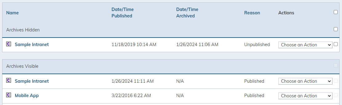 Archived categories results.