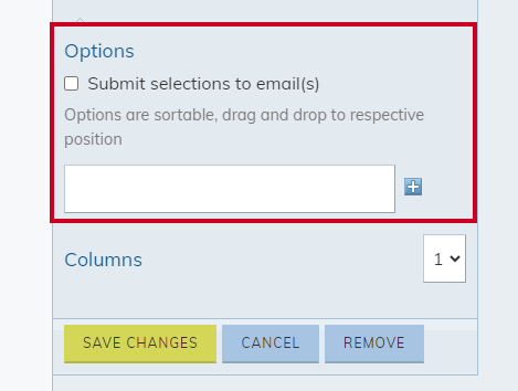 Options fields.