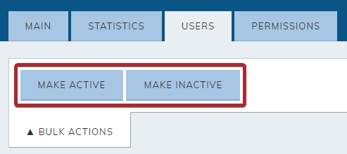 The Make Active or Inactive Bulk Action buttons.