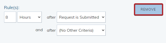 The Remove button for Rules and Actions.