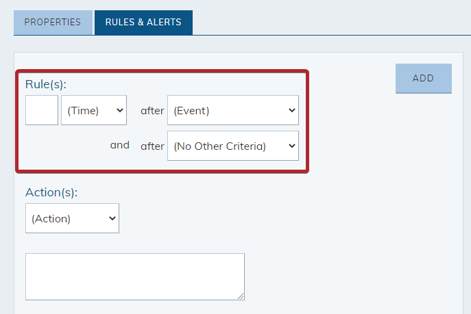 The options for Rules.