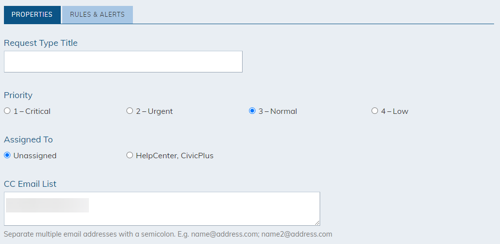 request type fields