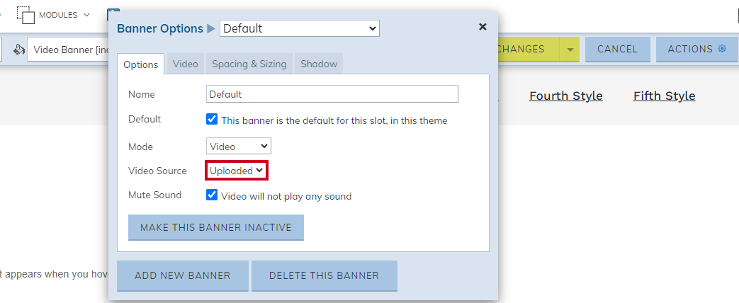 Video Sources is set to Uploaded.