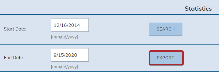 The Export stats button.