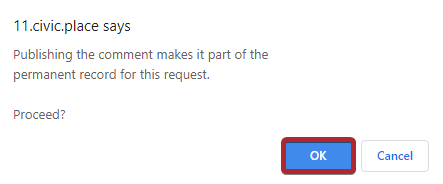 The publish live pop-up message and okay button.