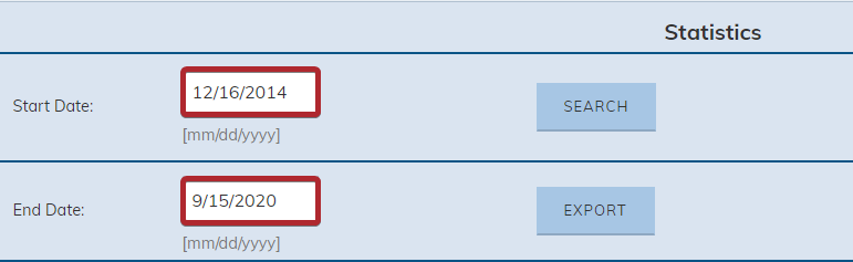 The start and end date fields.