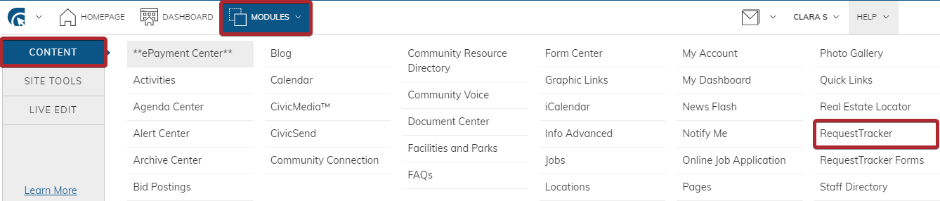 Navigate to the RequestTracker