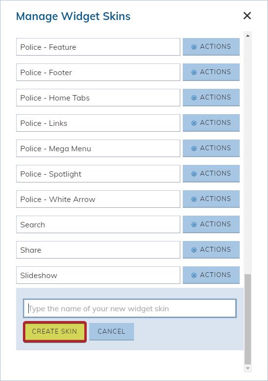 enter skin name and select create skin