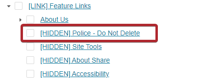 old page in feature links