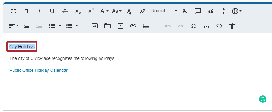 highlight text in editor widget box