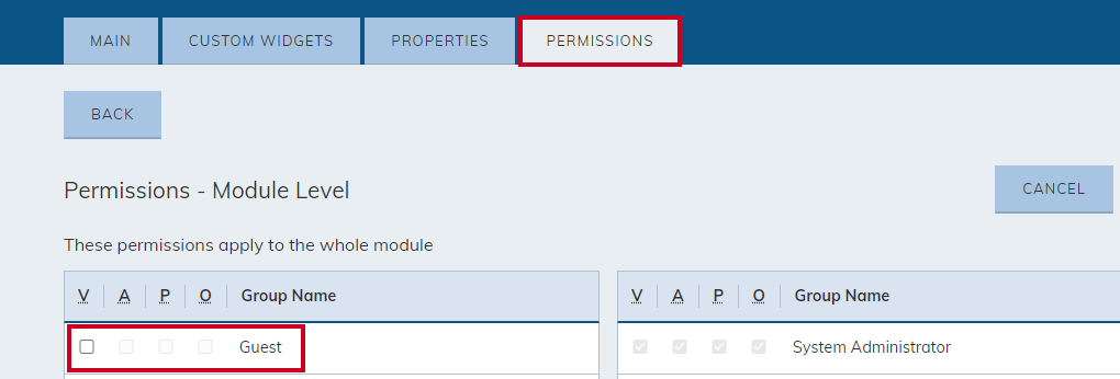 Remove guest permissions for the module.