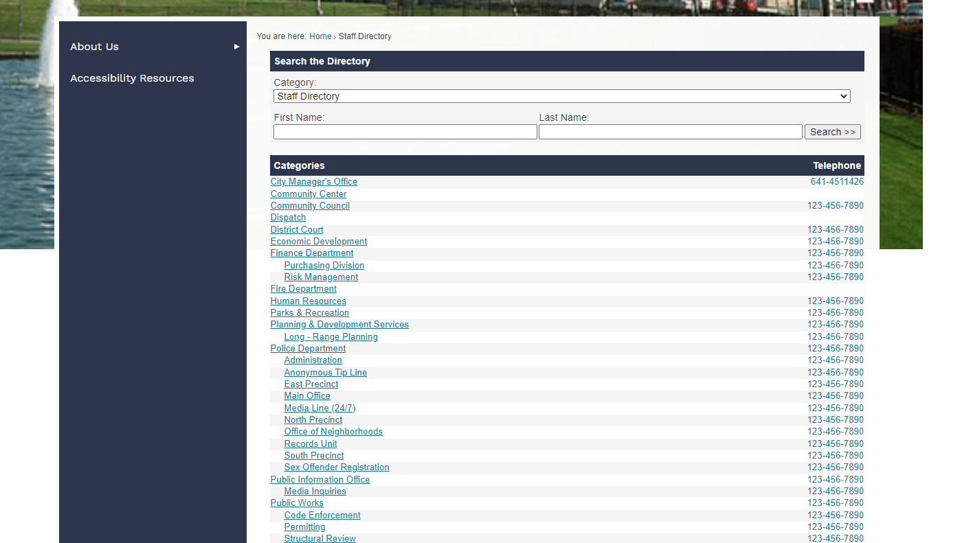 staff directory frontend.