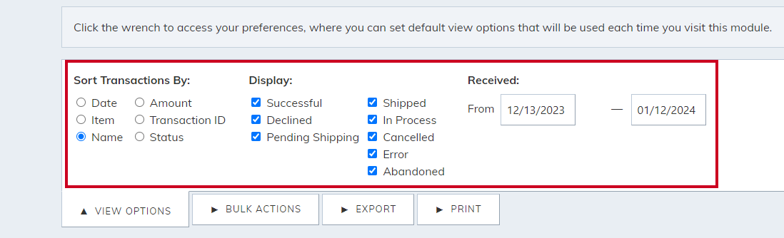 ePay Select Filters