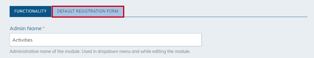 Default registration form.