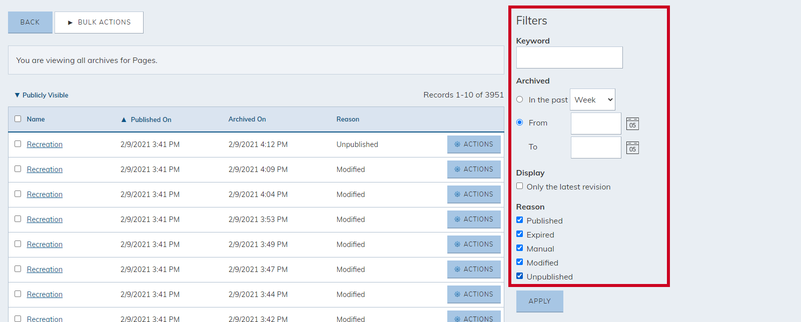 Configure the filters