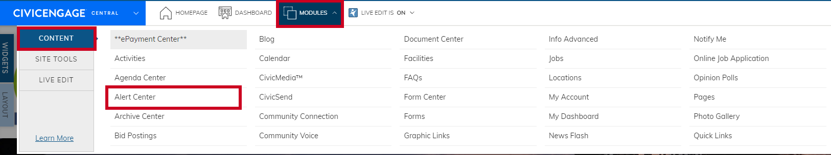 nav to alert center