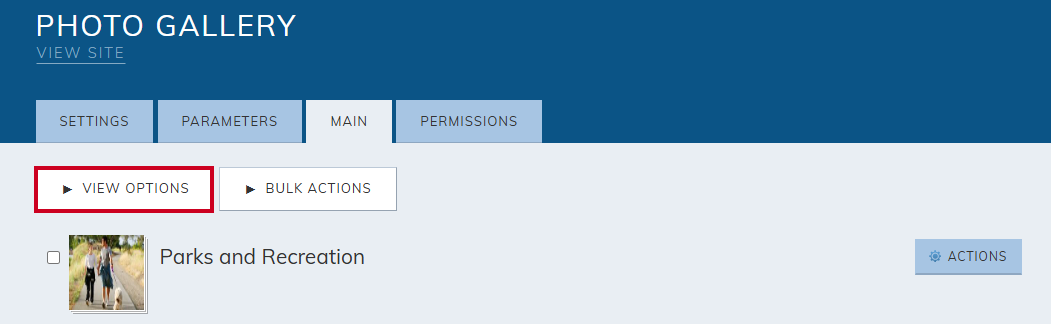 View options button.