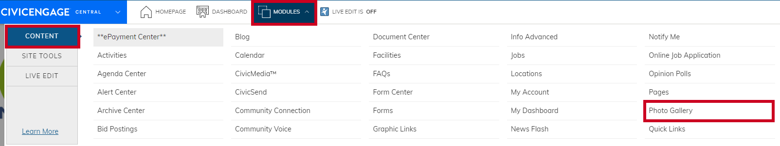 nav to photo gallery.