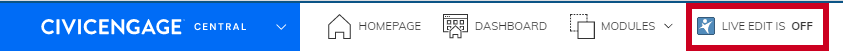 Web Central Live Edit Off button.