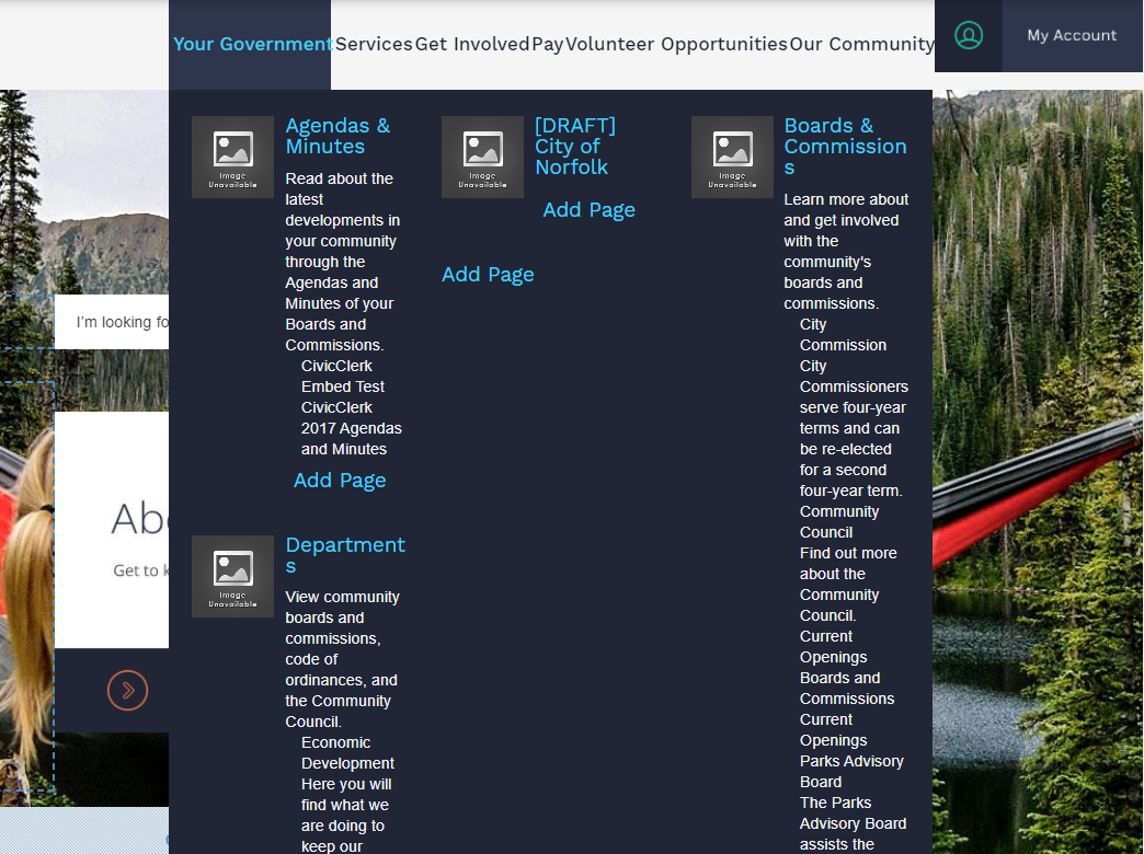 Web Central, Mega Menu, Pages Widget, Format 4.