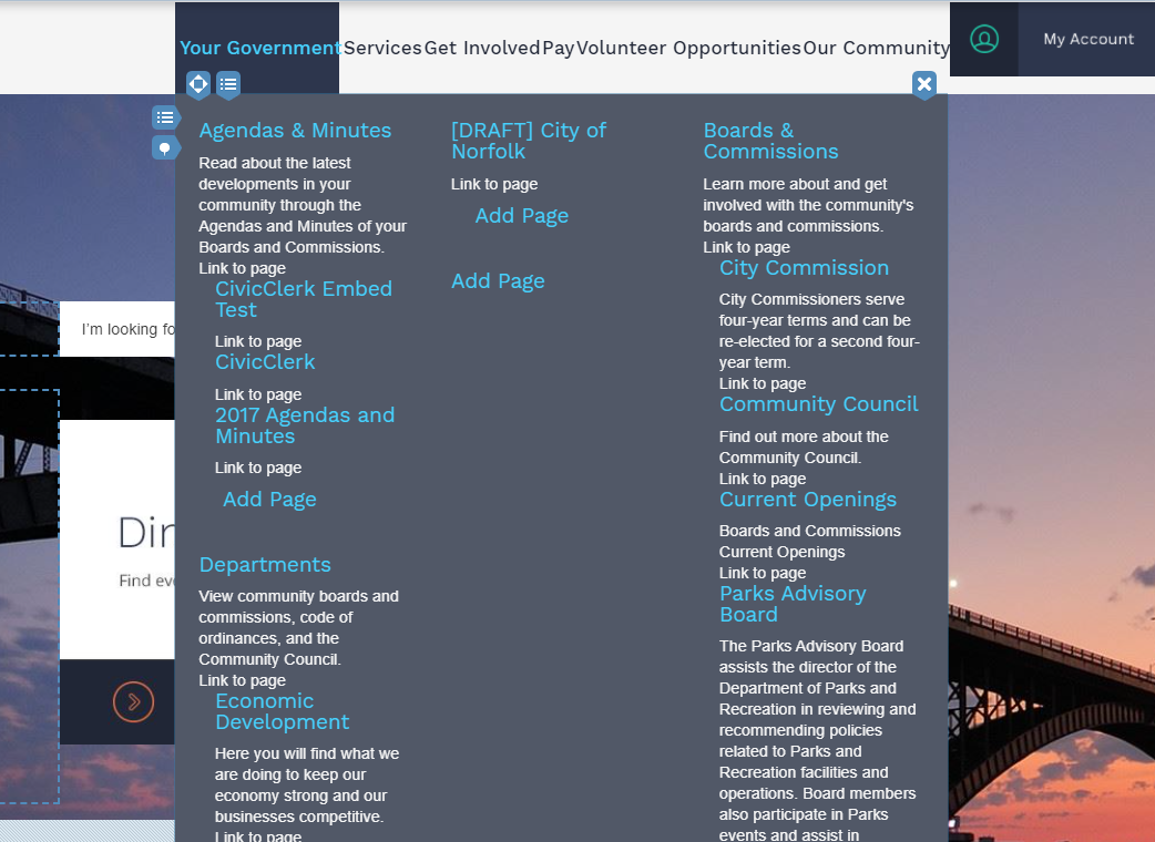 Web Central, Mega Menu, Pages Widget, Format 1.