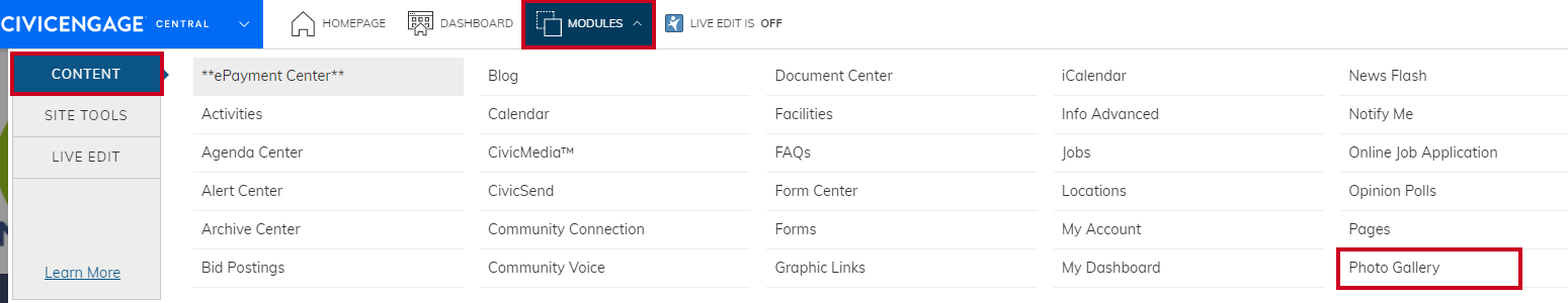 navigate to photo gallery